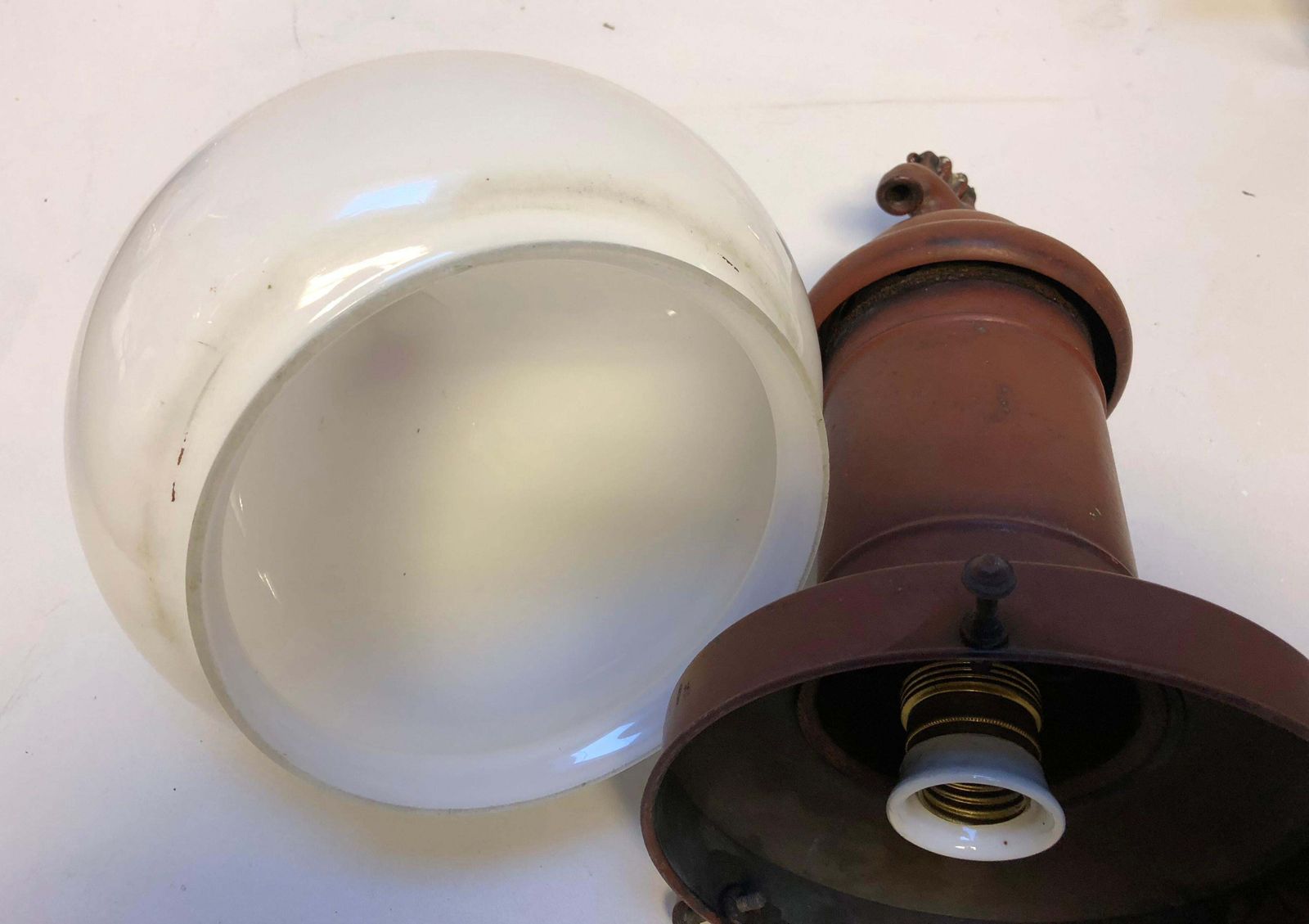 Rare Street Or Factory Pendant Lamp Opaline Glass From The 1900s photo buy