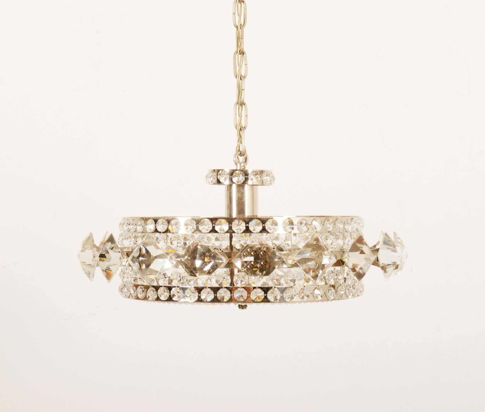 Chromed Brass And Glass Chandelier By Orrefors From The 1960s photo furniture