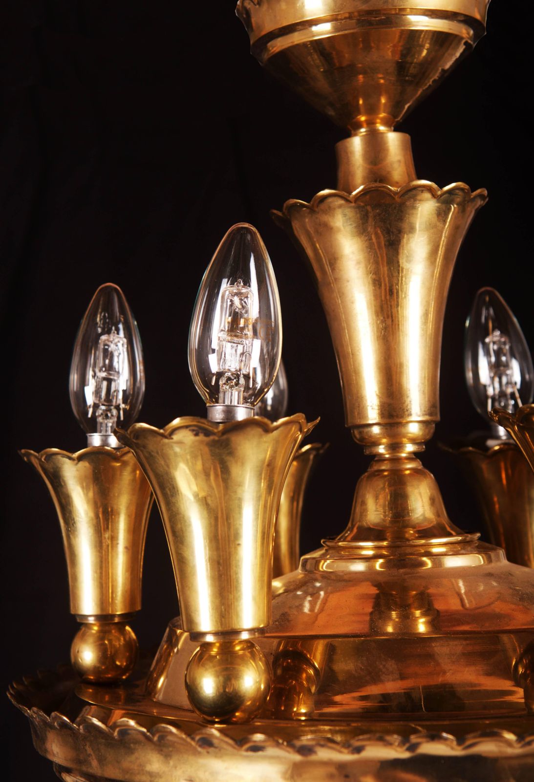 Art Deco Brass Chandelier photo Lighting