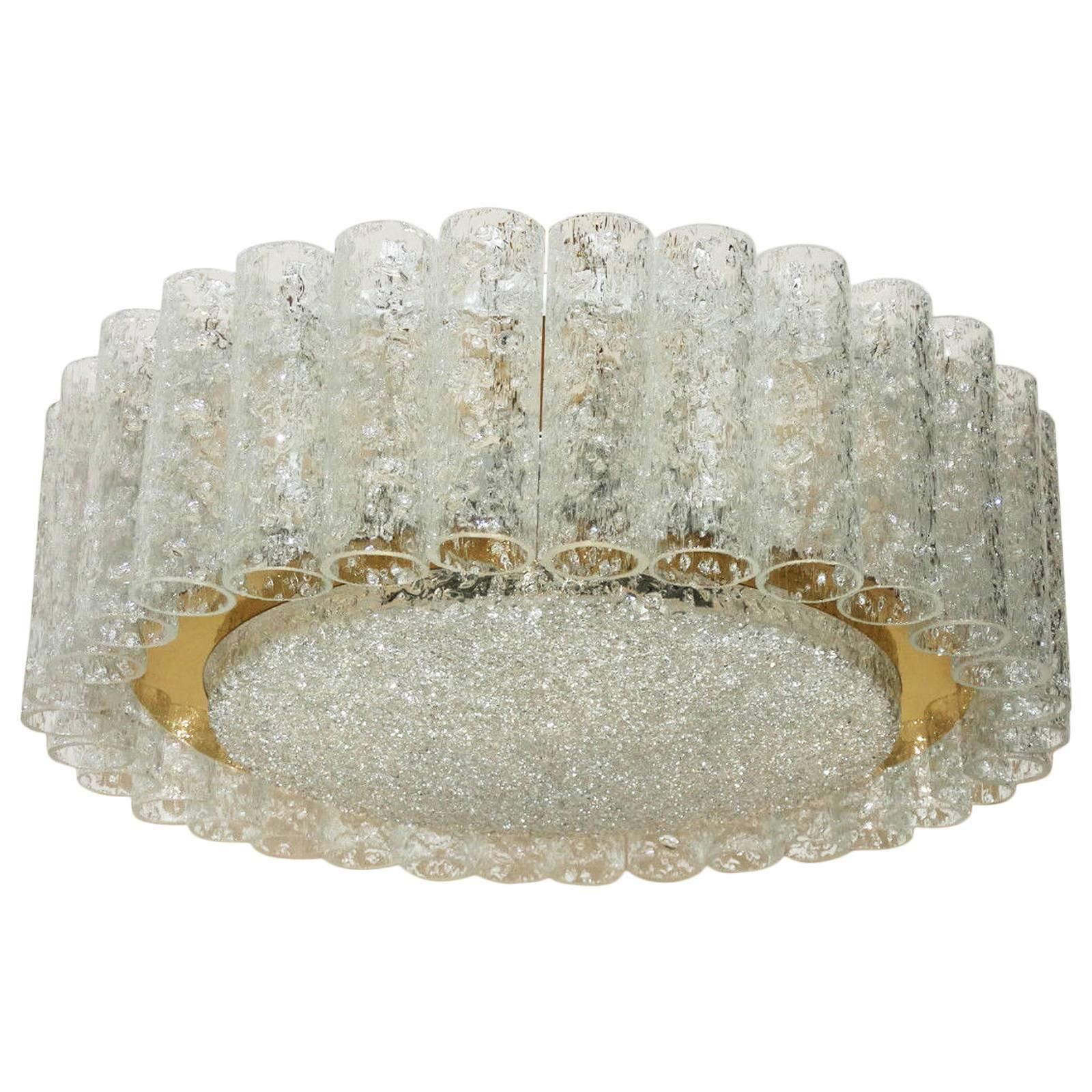 Mid Century Glass Tube Flush Mount Chandelier By Doria Leuchten