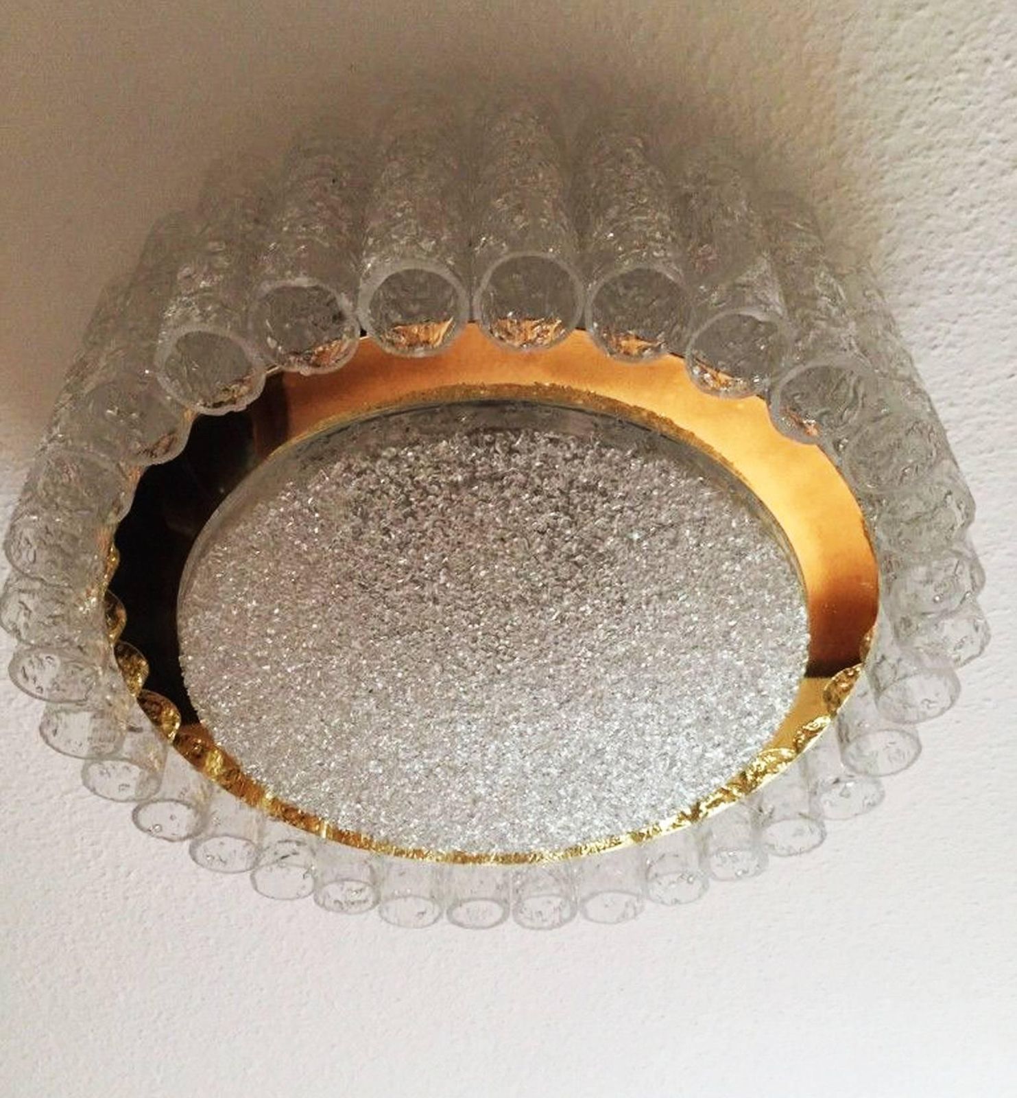 Mid Century Glass Tube Flush Mount Chandelier By Doria Leuchten photo Lighting