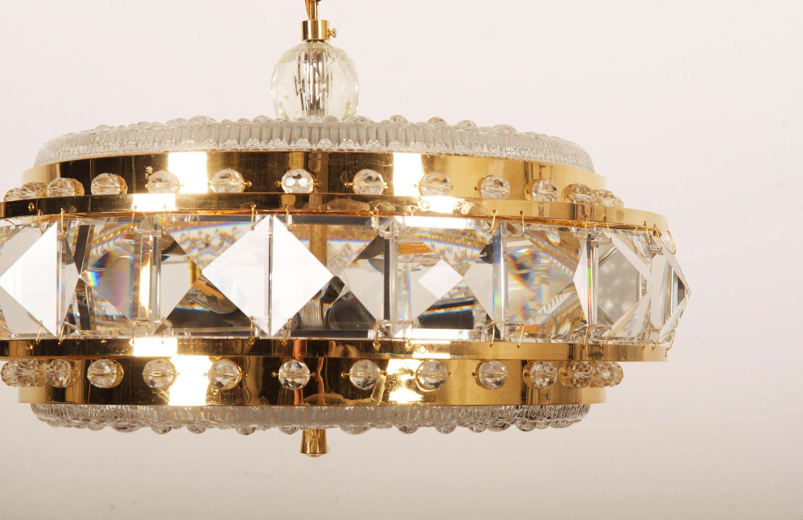 Brass And Glass Chandelier By Orrefors From The 1960s photo Lighting