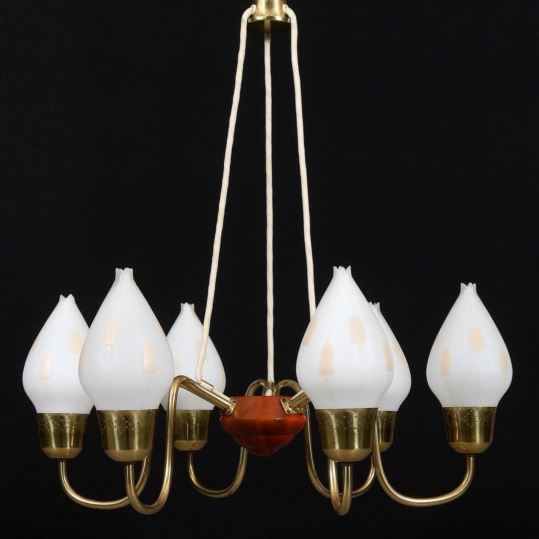Fog & Mørup Brass Chandelier With Opaline Glass Shades photo furniture