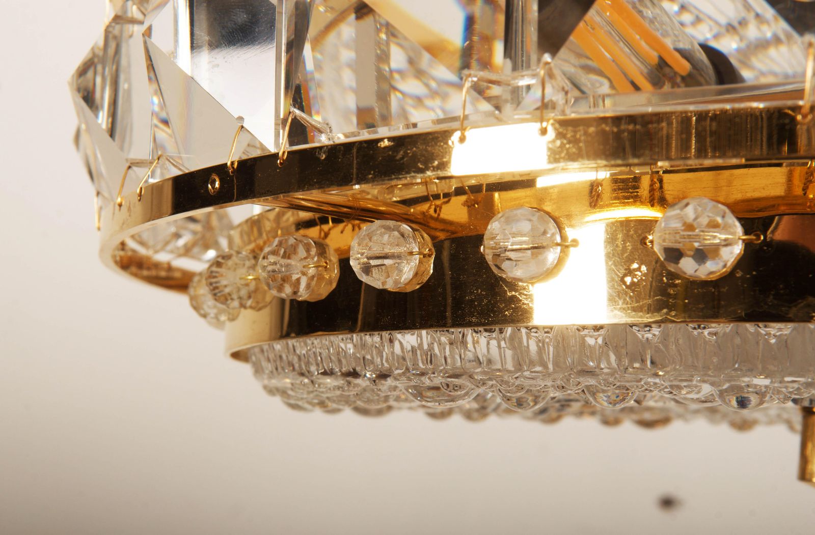 Brass And Glass Chandelier By Orrefors From The 1960s photo vintage