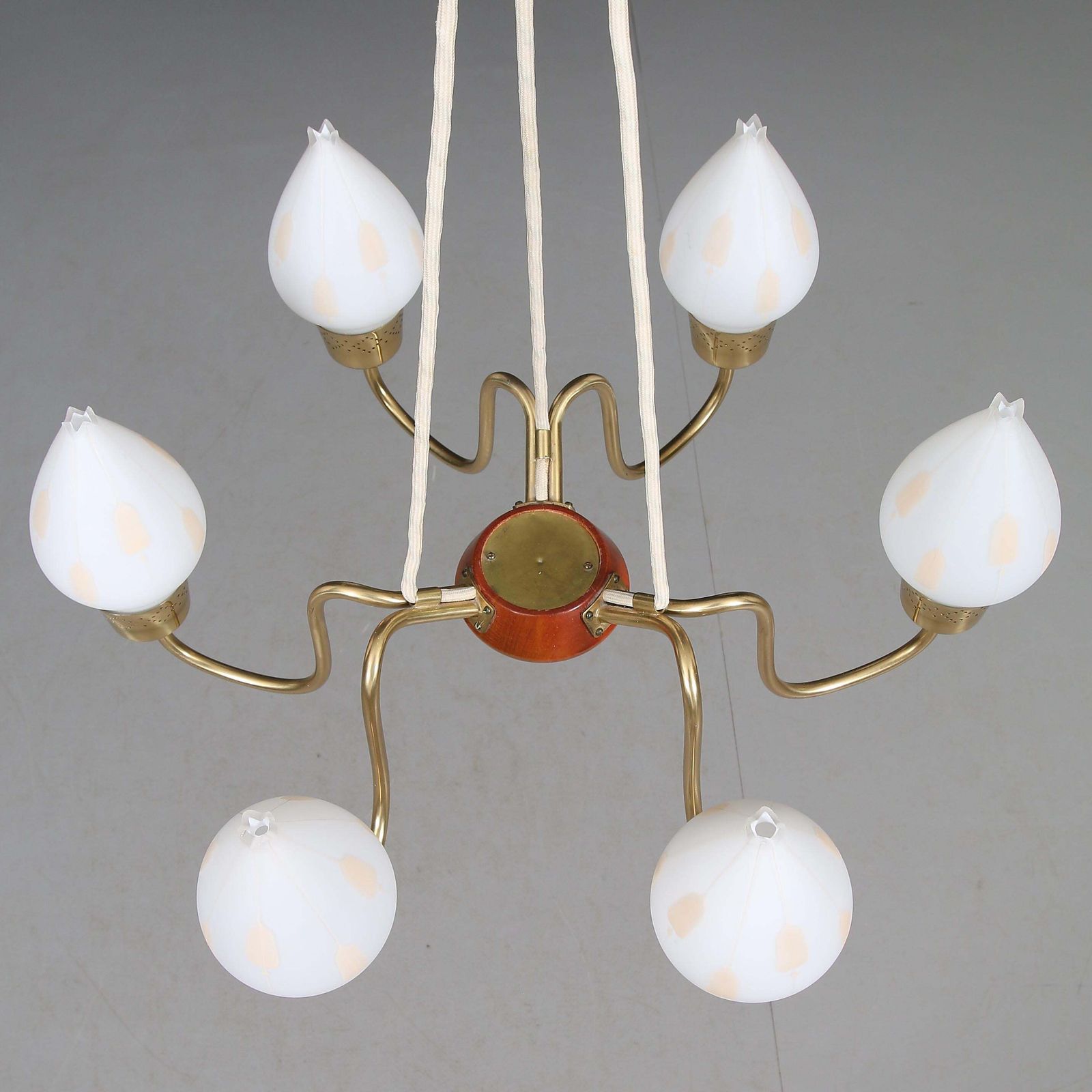 Fog & Mørup Brass Chandelier With Opaline Glass Shades photo 1143.0