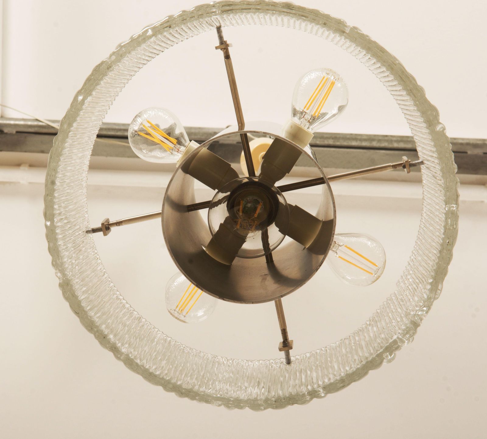 Midcentury J.T. Kalmar Structured Glass Pendant Lamp photo vinterior