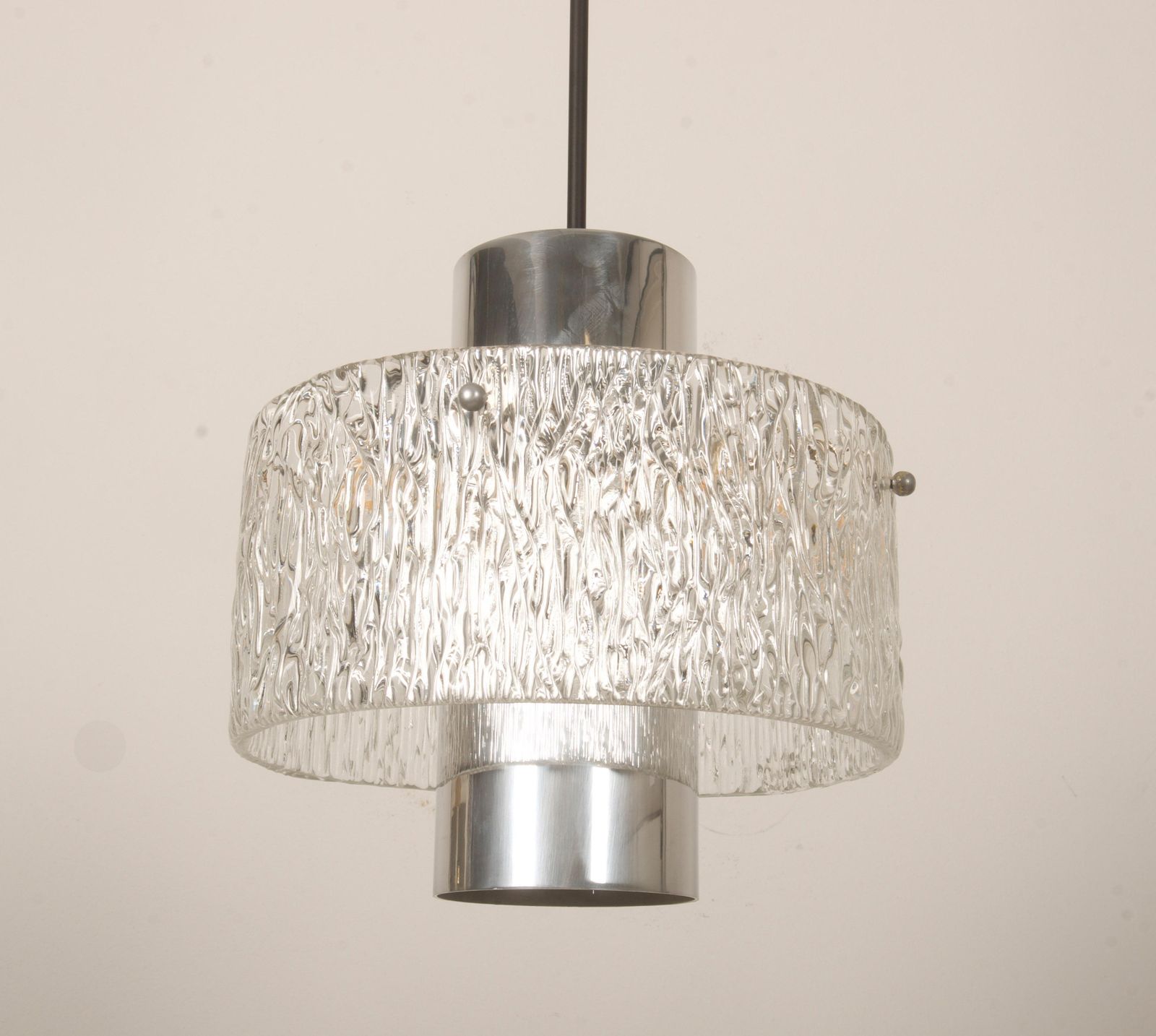 Lighting Midcentury J.T. Kalmar Structured Glass Pendant Lamp photo