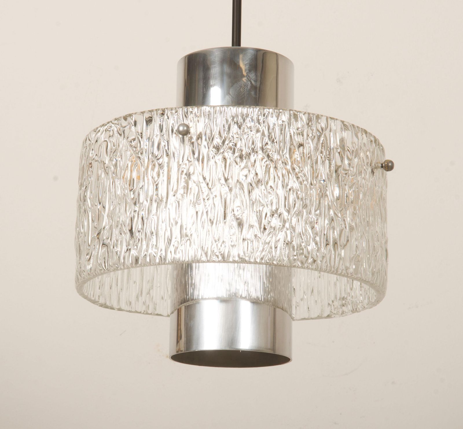 1143.0 Midcentury J.T. Kalmar Structured Glass Pendant Lamp photo