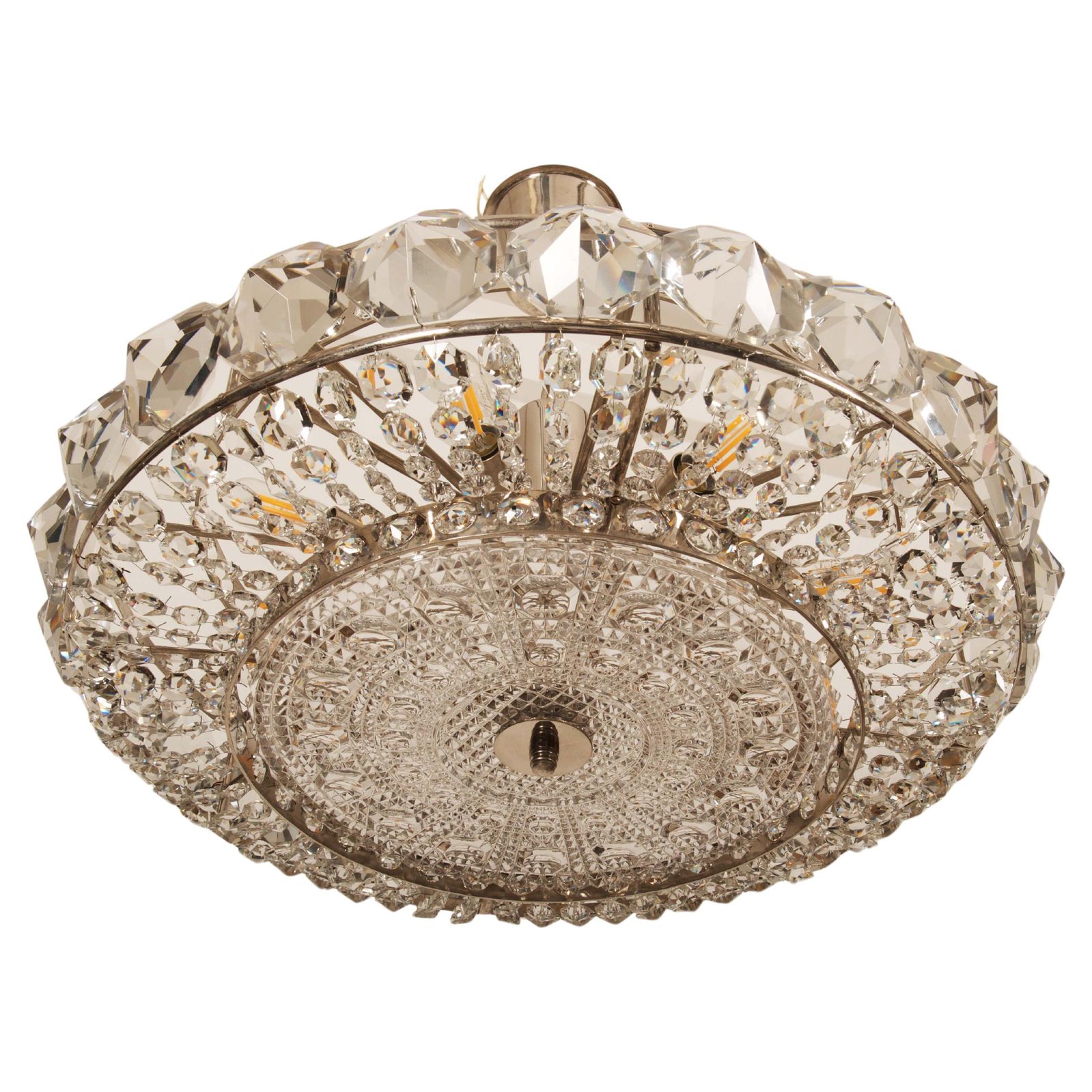 Chromed Brass And Glass Chandelier By Orrefors From The 1960s