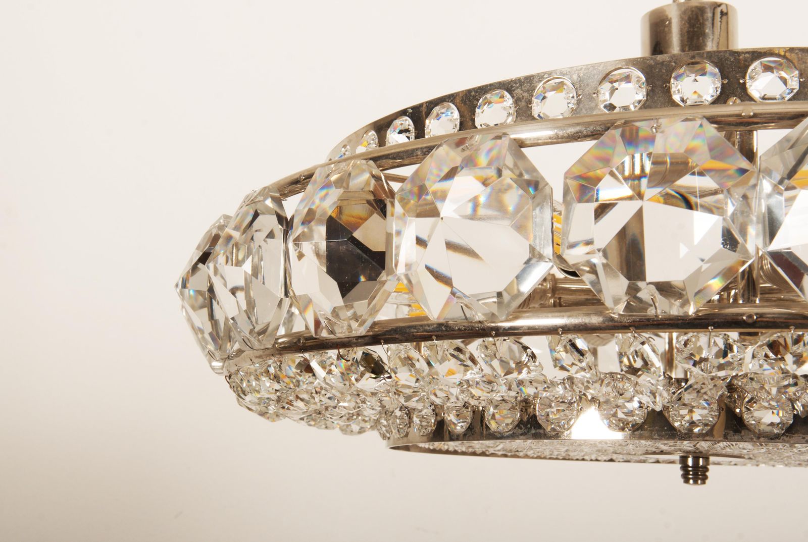 Chromed Brass And Glass Chandelier By Orrefors From The 1960s photo 1306.0