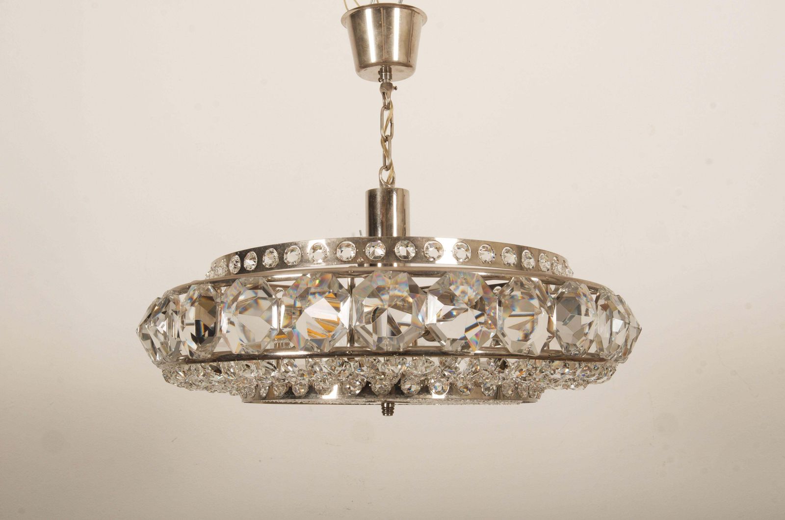 Chromed Brass And Glass Chandelier By Orrefors From The 1960s photo buy