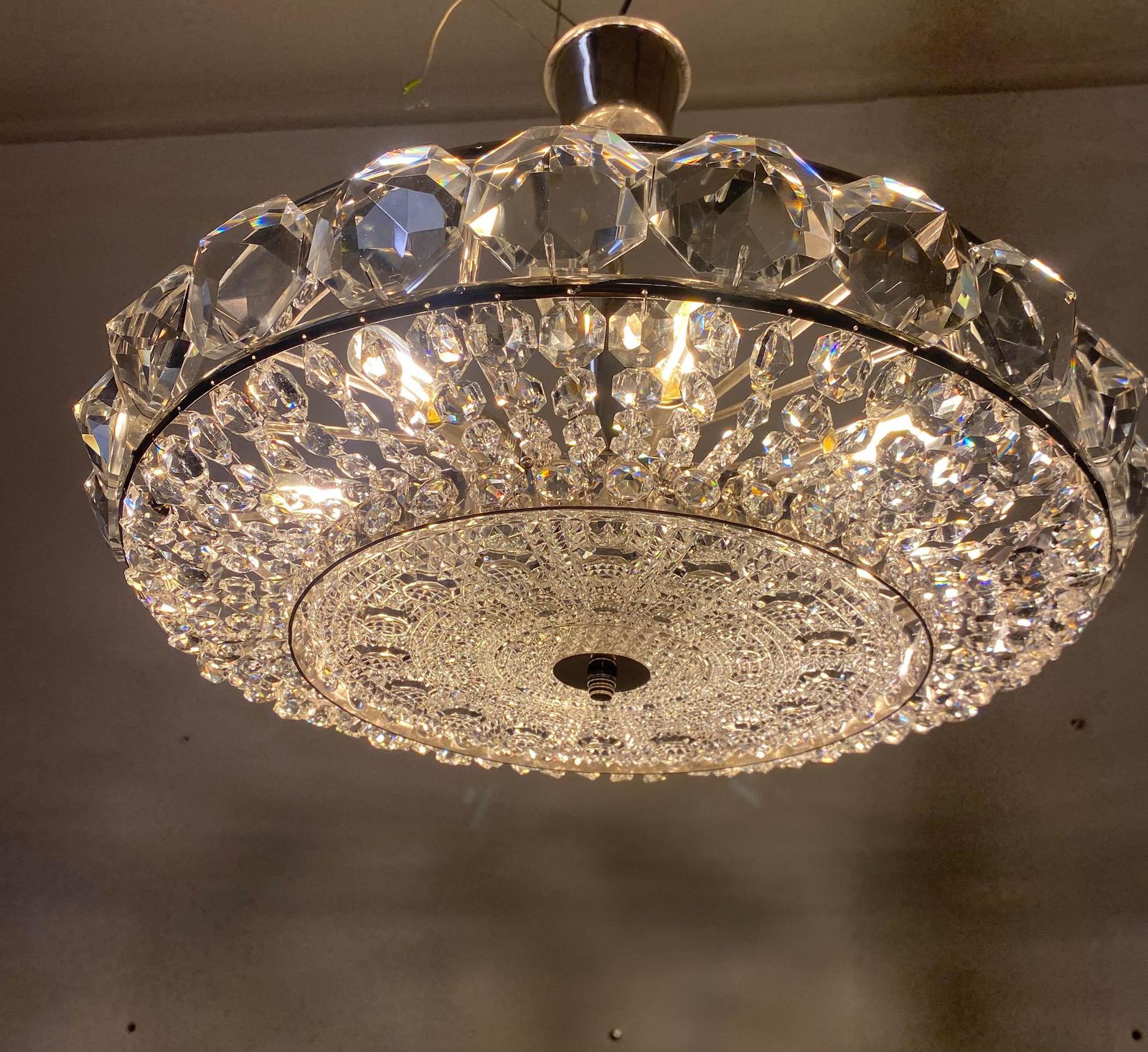 photo vinterior Chromed Brass And Glass Chandelier By Orrefors From The 1960s