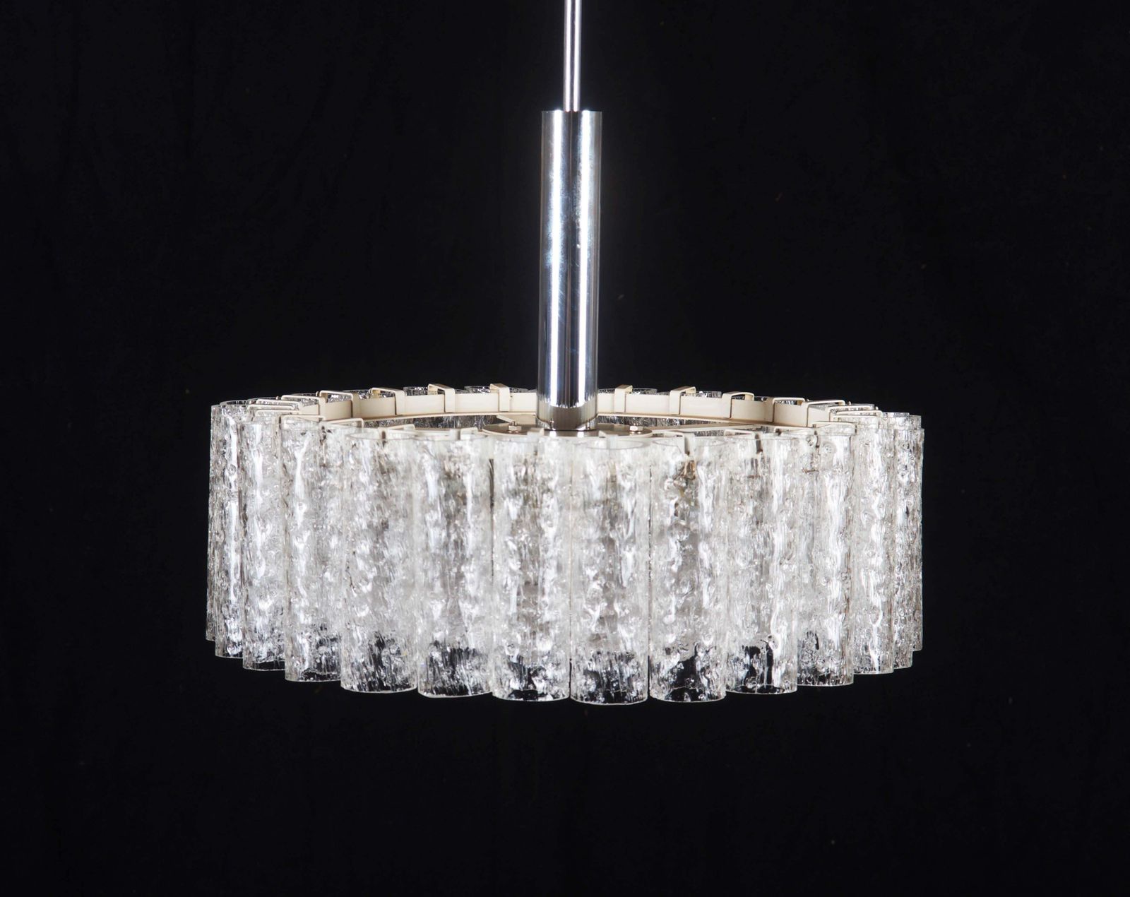 photo furniture Elegant German Mid Century Doria Textured Glass Chandelier
