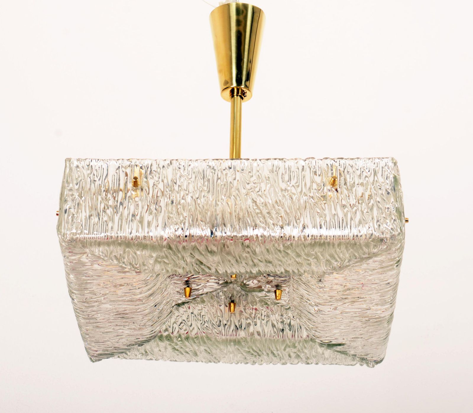 Square Kalmar Chandelier With Textured Glass photo for sale