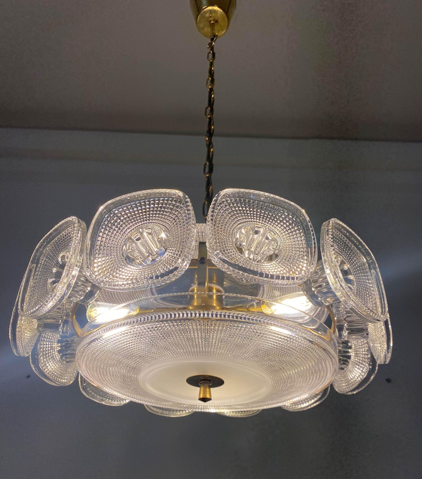 Lighting Vineta Chandelier By Kjell Blomberg For Gullaskruf From The 1960s photo