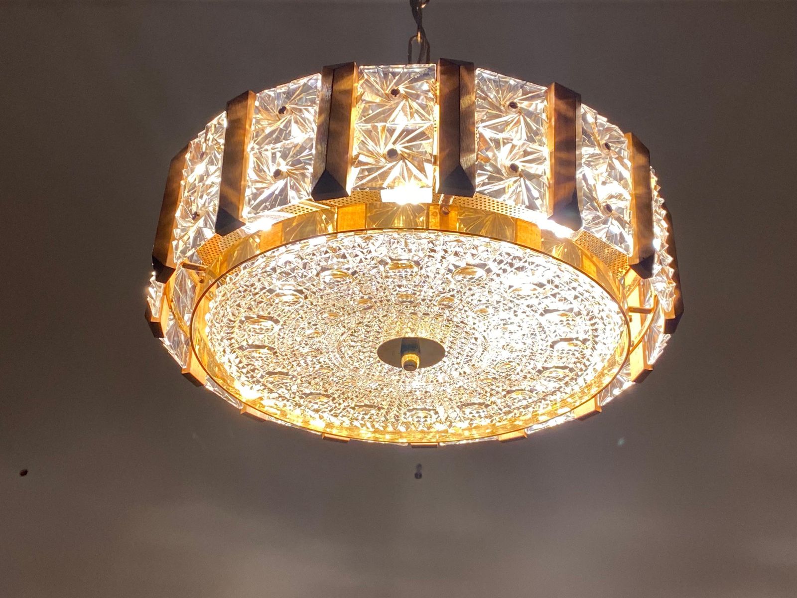 Lighting Carl Fagerlund For Orrefors Glass, Brass And Teak Chandelier photo