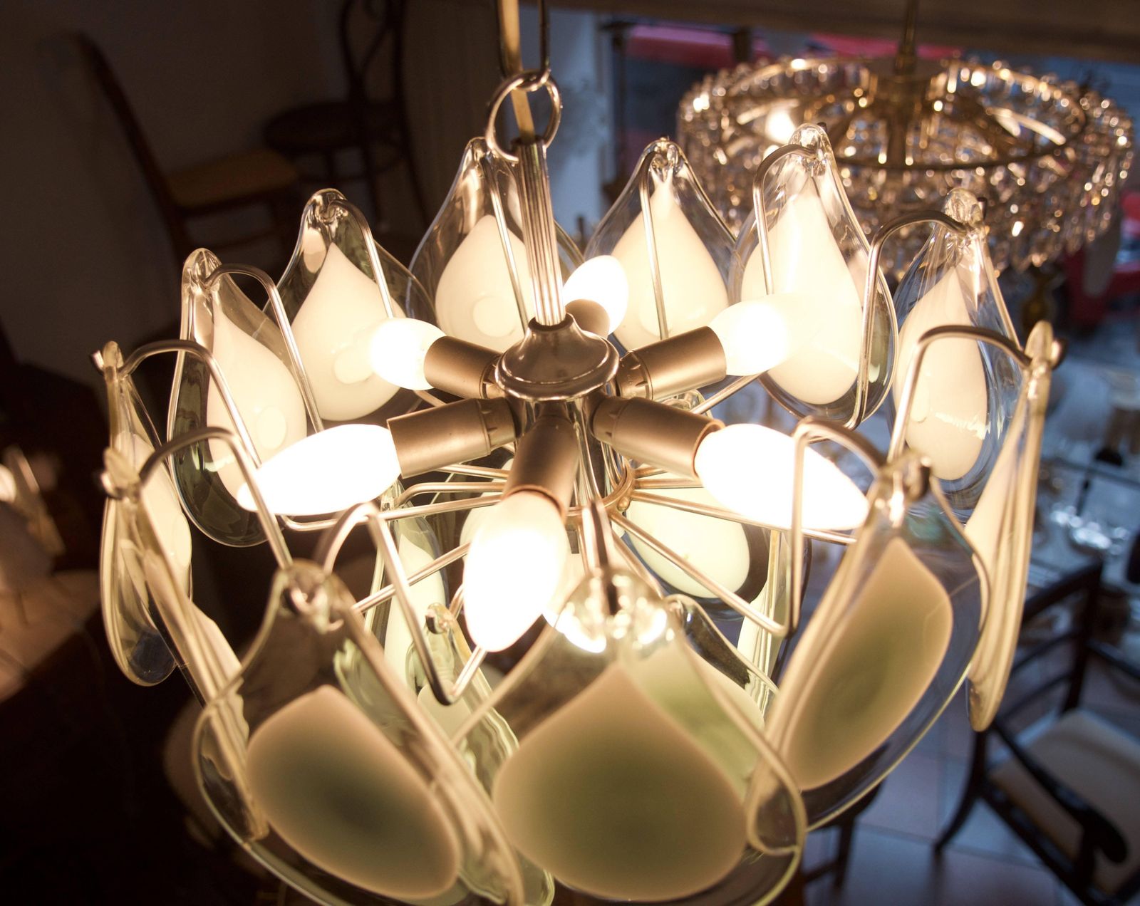 Rare Art Glass Chandelier Gino Vistosi For Venini photo furniture