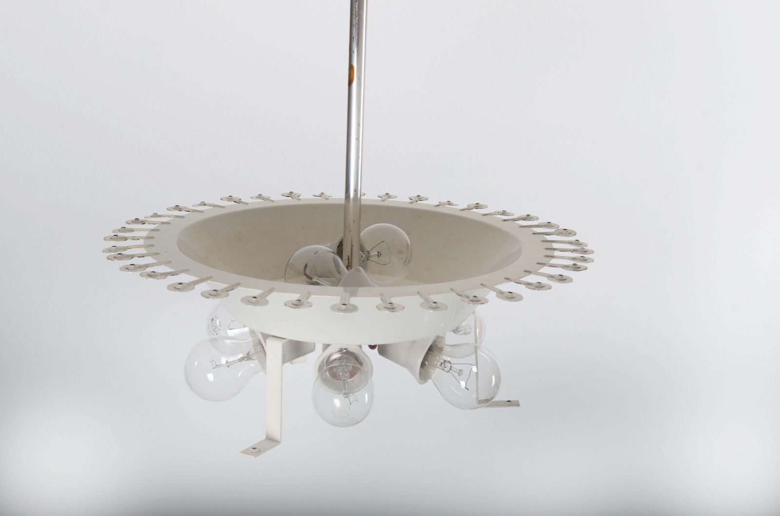 photo for sale Midcentury Ice Glass Chandelier By Kaiser Leuchten