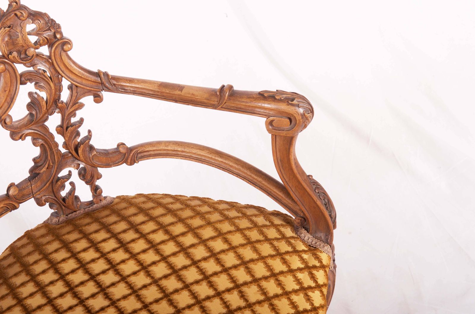 French Louis XV Style Carved Walnut Corner Chair photo Furniture