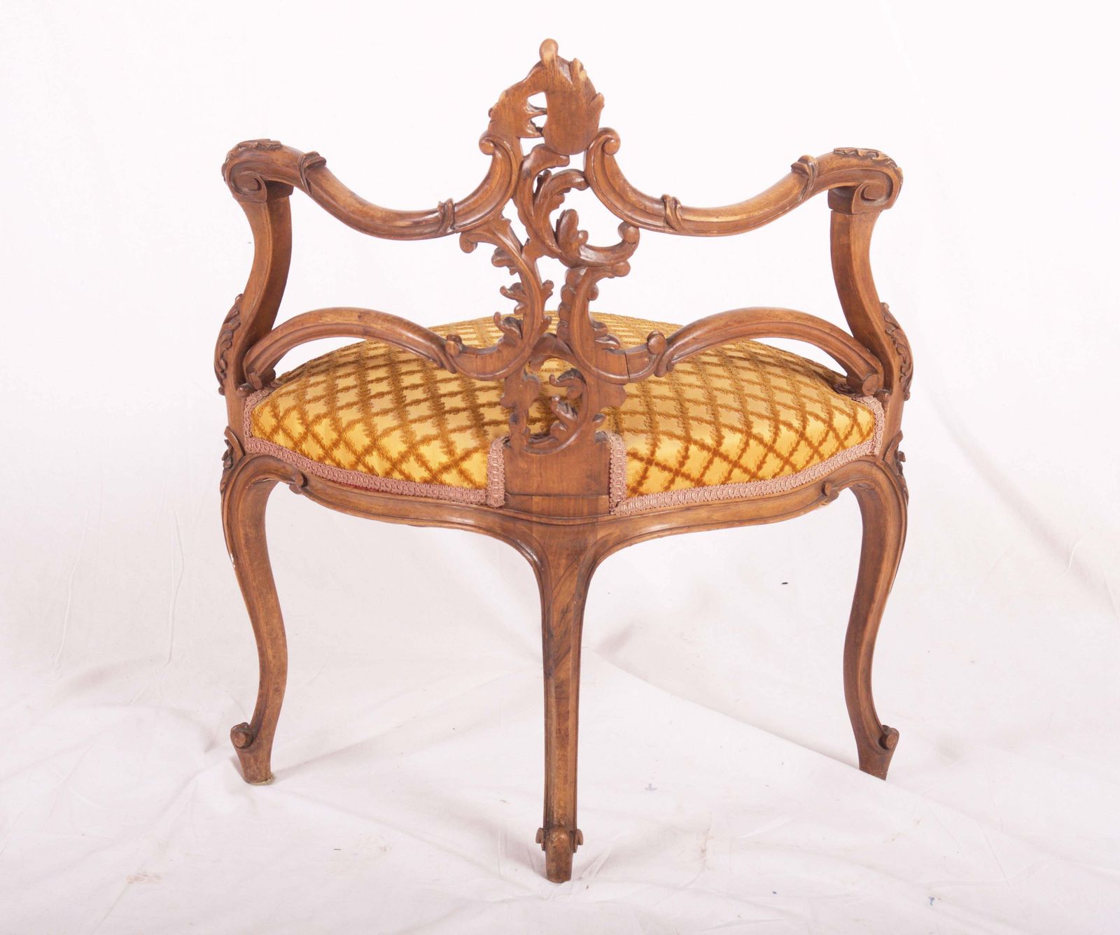 French Louis XV Style Carved Walnut Corner Chair photo vinterior