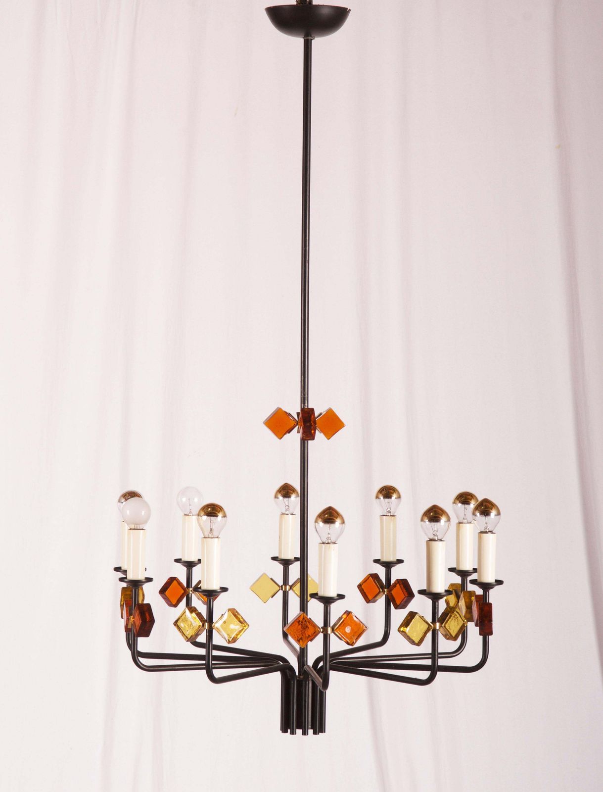 Scandinavian Glass & Iron Chandelier By Svend Aage Holm Sorensen photo furniture