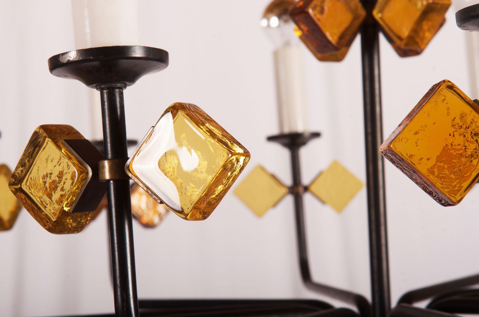 Scandinavian Glass And Iron Chandelier By Svend Aage Holm Sorensen photo Lighting