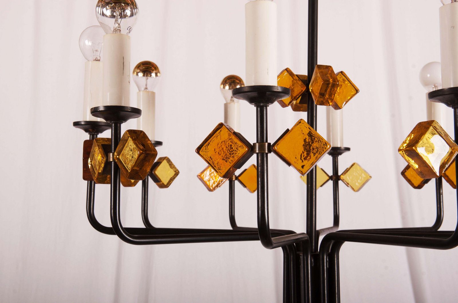 Scandinavian Glass And Iron Chandelier By Svend Aage Holm Sorensen photo vintage
