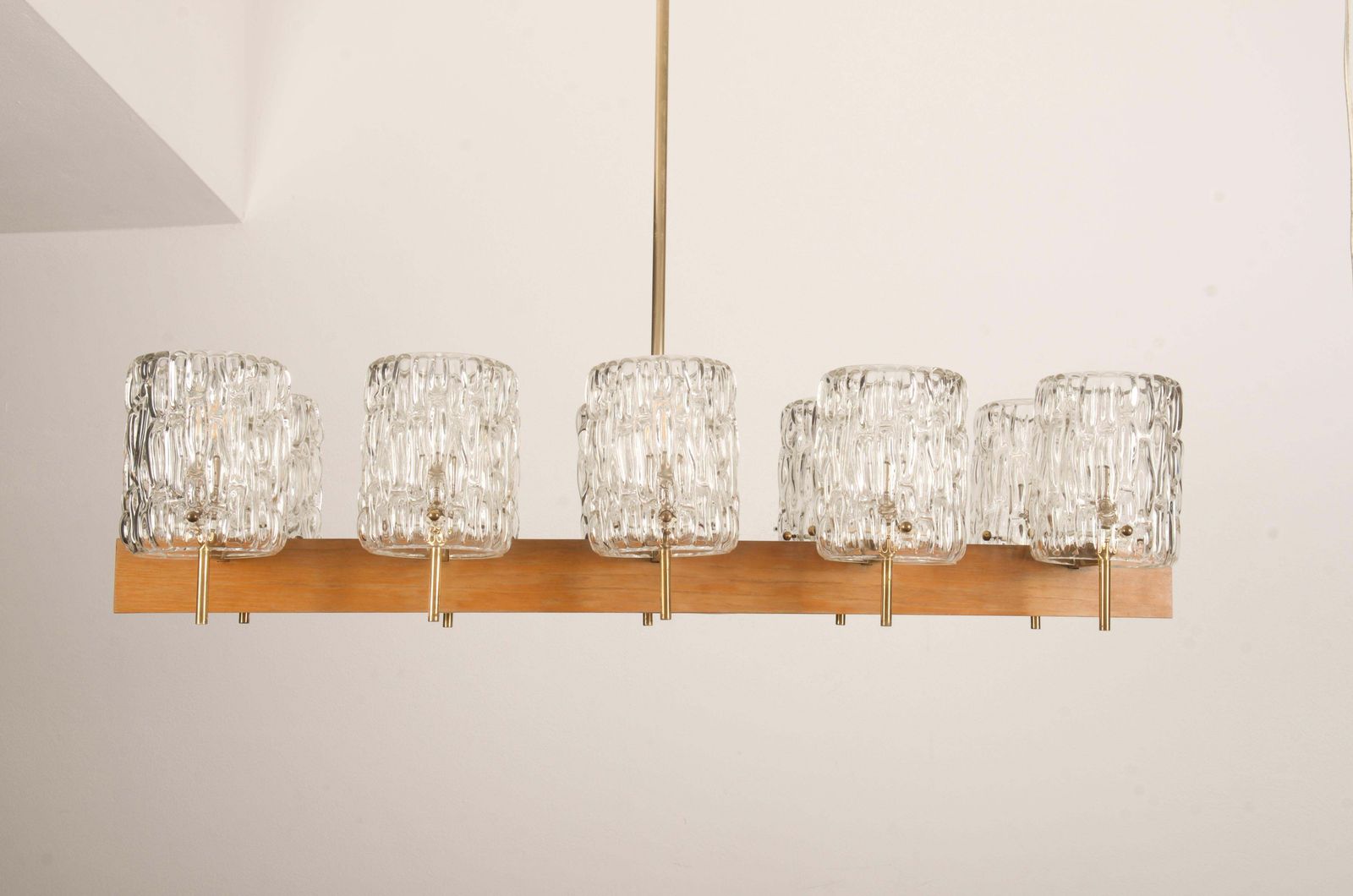 Huge Midcentury Brass/Teak Chandelier By Rupert Nikoll photo 3075.0