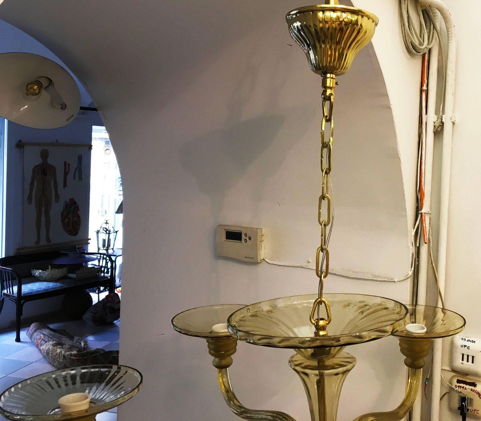 Large Murano Art Deco Amber Glass Chandelier photo 3079.0
