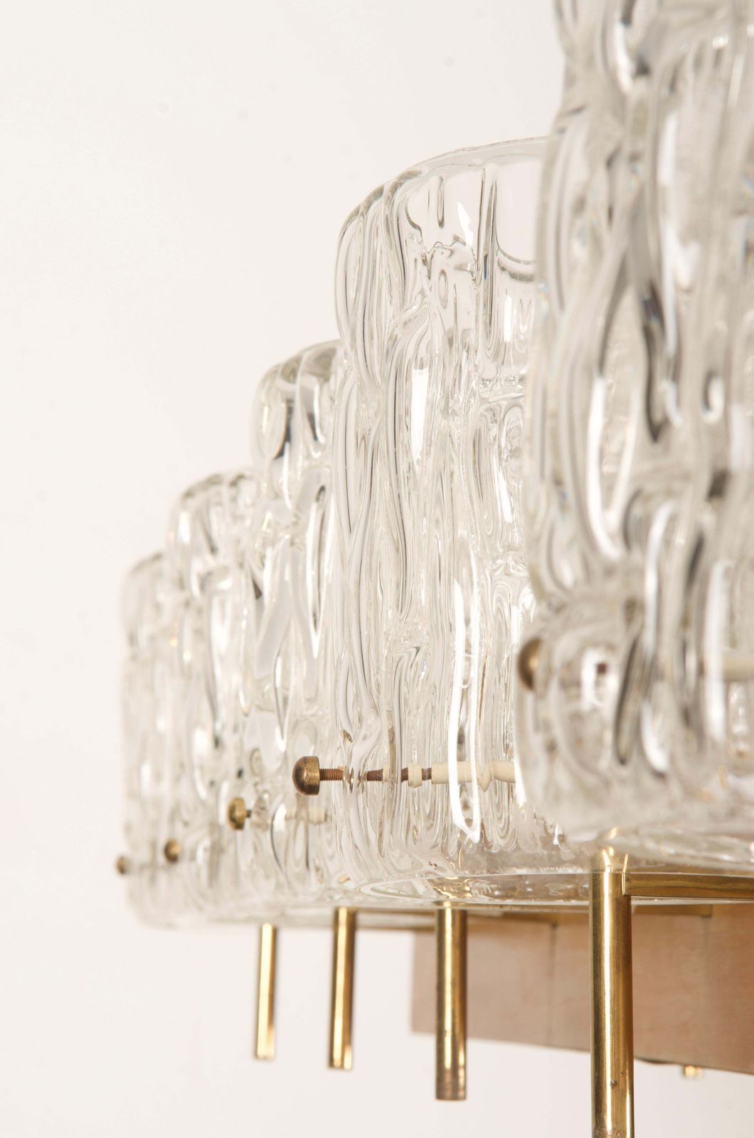photo buy Huge Midcentury Brass/Teak Chandelier By Rupert Nikoll