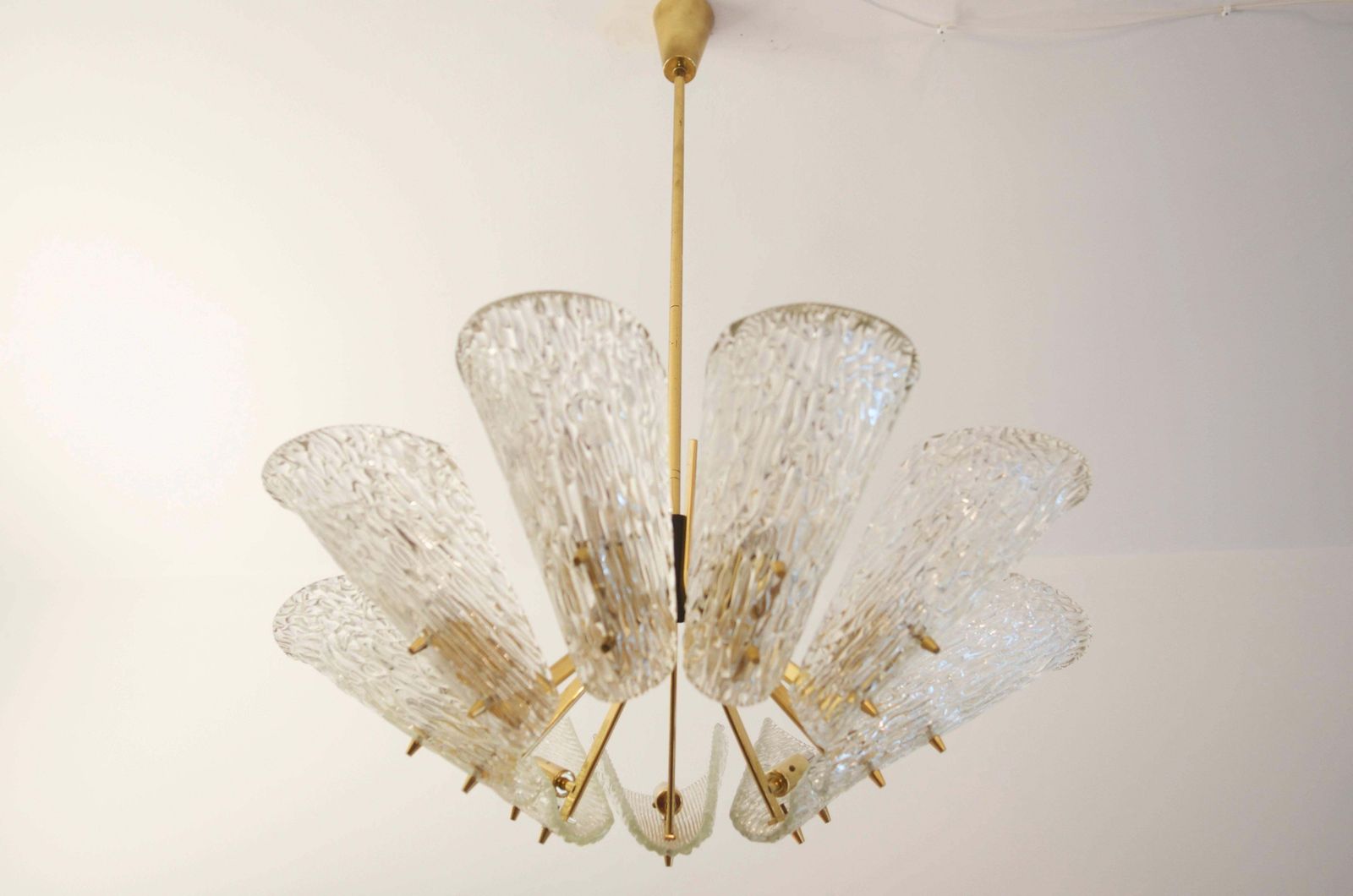 Beautiful Large Chandelier With Textured Glass By Kalmar photo Lighting