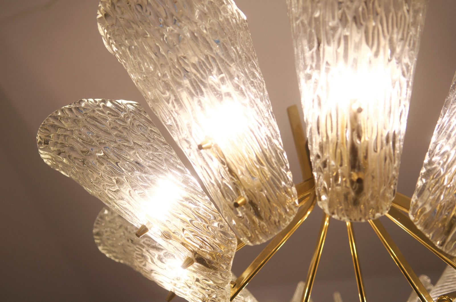 Beautiful Large Chandelier With Textured Glass By Kalmar photo buy