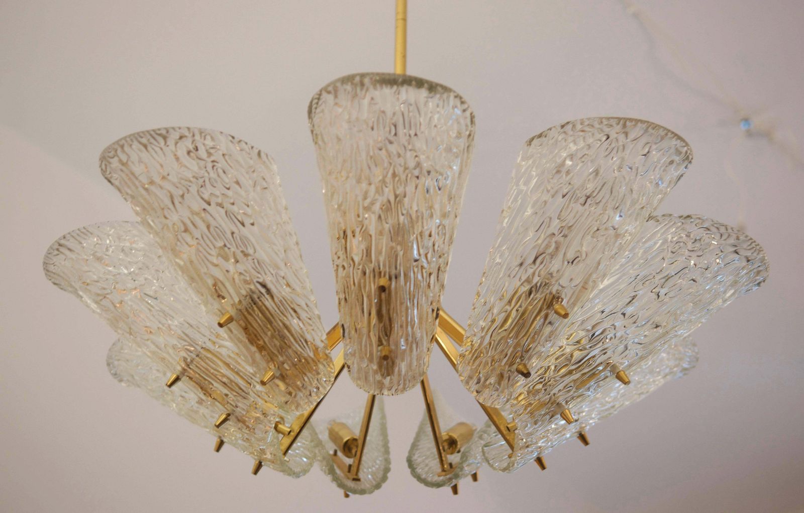 photo furniture Beautiful Large Chandelier With Textured Glass By Kalmar