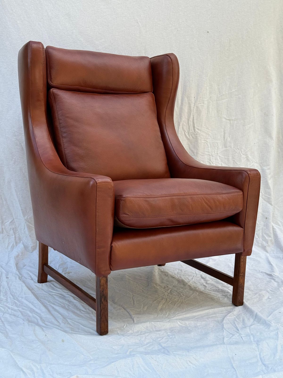 Frederik A. Kayser Wingback Chair Armchair Upholstered In Leather photo for sale