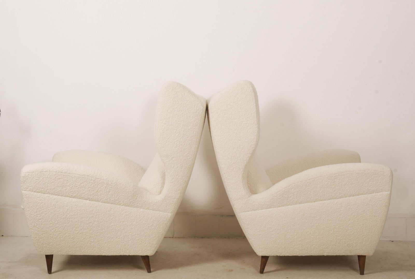 Lounge Or Wingback Chairs In Cream Bouclé By Melchiorre Bega photo buy