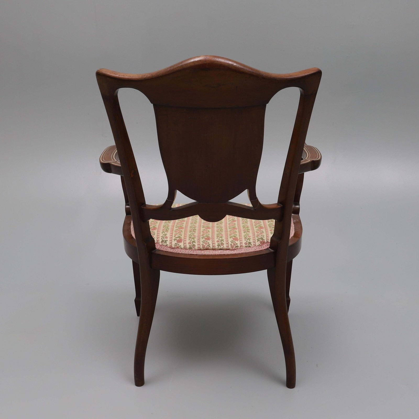 Edwardian Mahogany Boxwood Bone Inlaid And Strund Open Salon Armchair photo 925.0