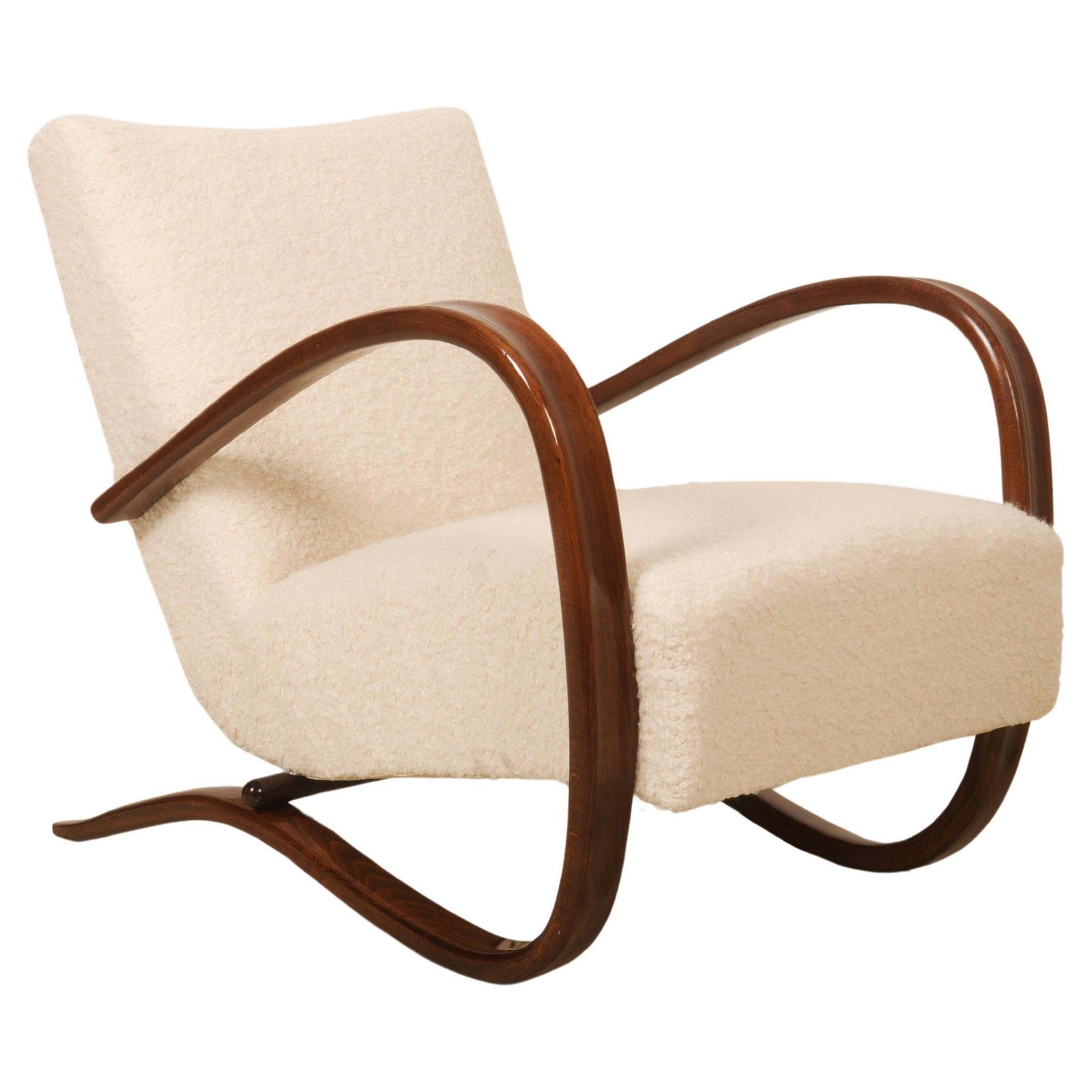 Art Deco Thonet H269 Armchair By Jindrich Halabala Bouclé Fabric
