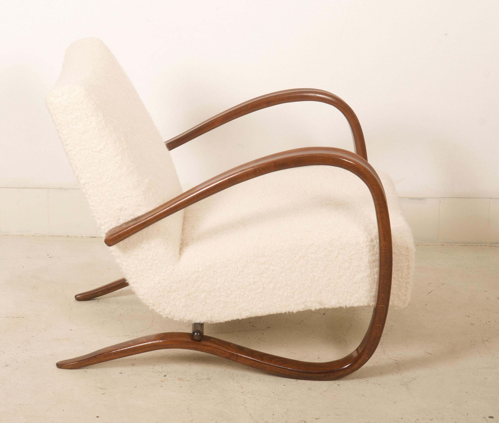 Art Deco Thonet H269 Armchair By Jindrich Halabala Bouclé Fabric photo Furniture