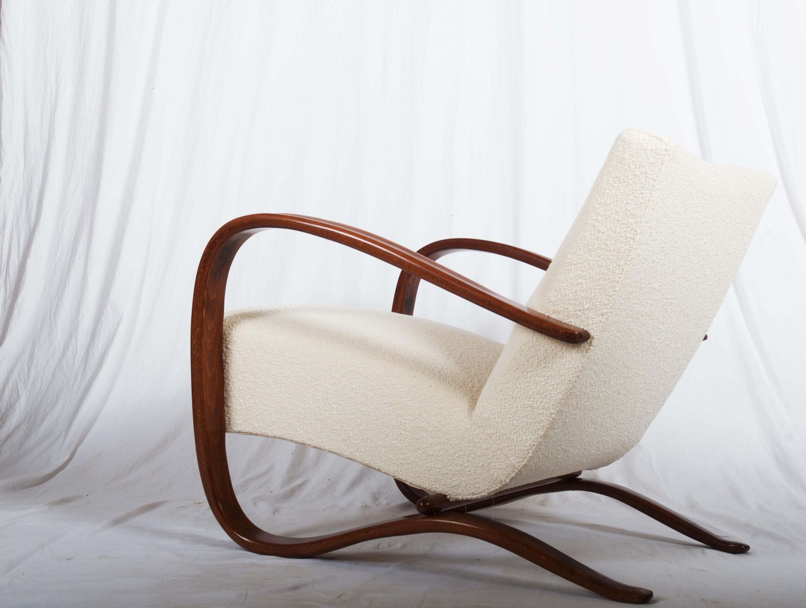 Art Deco Thonet H269 Armchair Boucé Fabric By Jindrich Halabala photo vintage