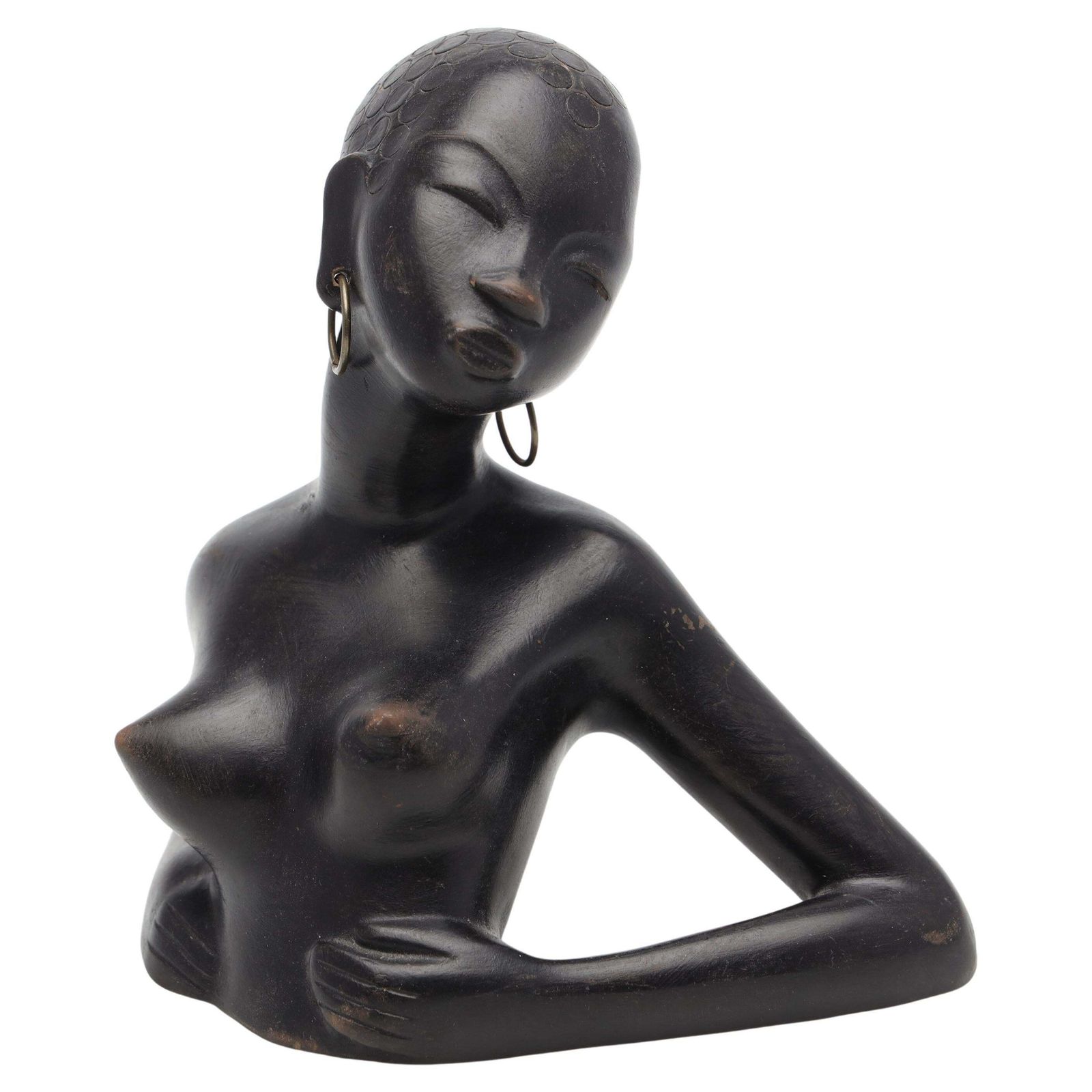 African Woman Figurine Sculpture By Leopold Anzengruber