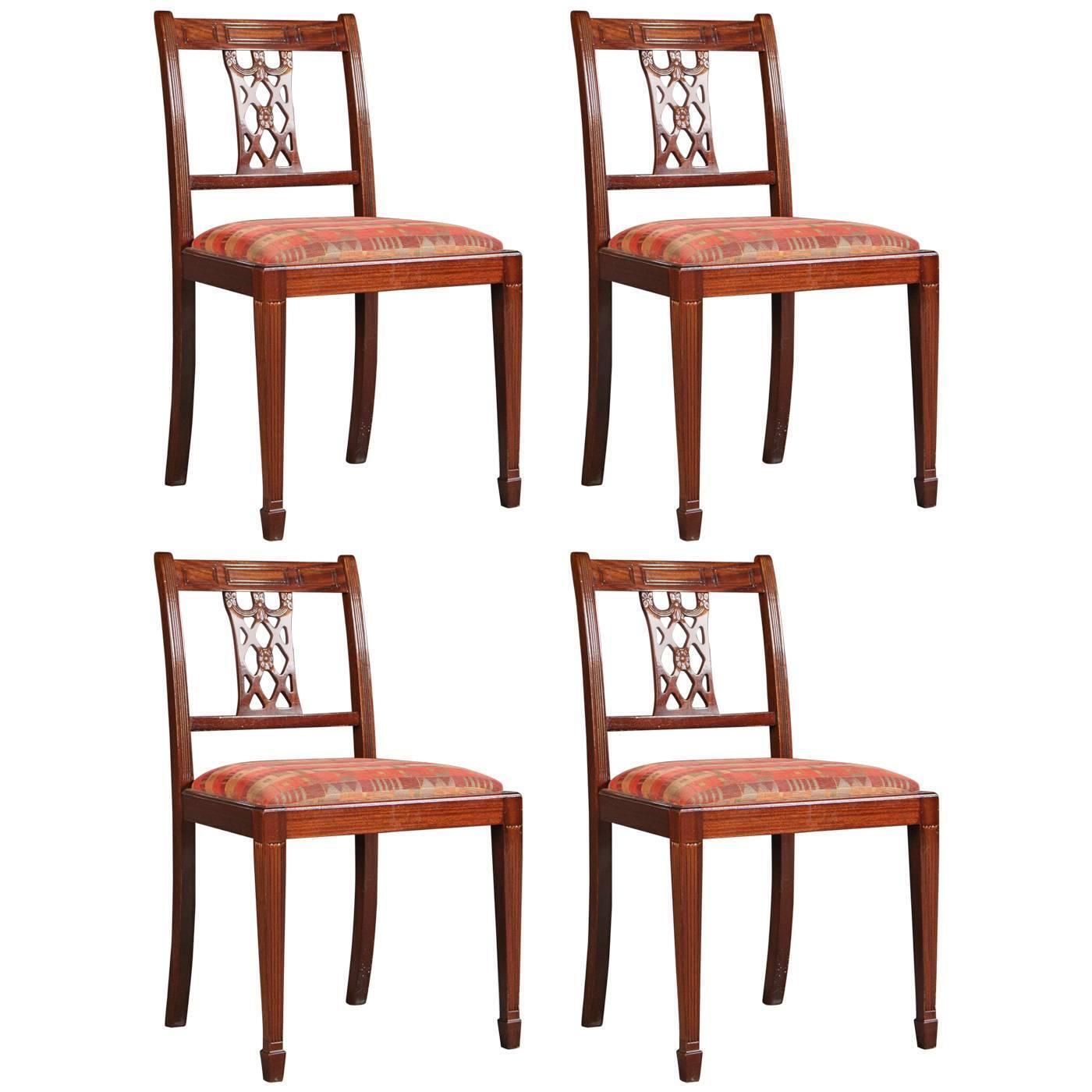 Set Of Four Mahogany Dining Chairs In The Style Of Georg III