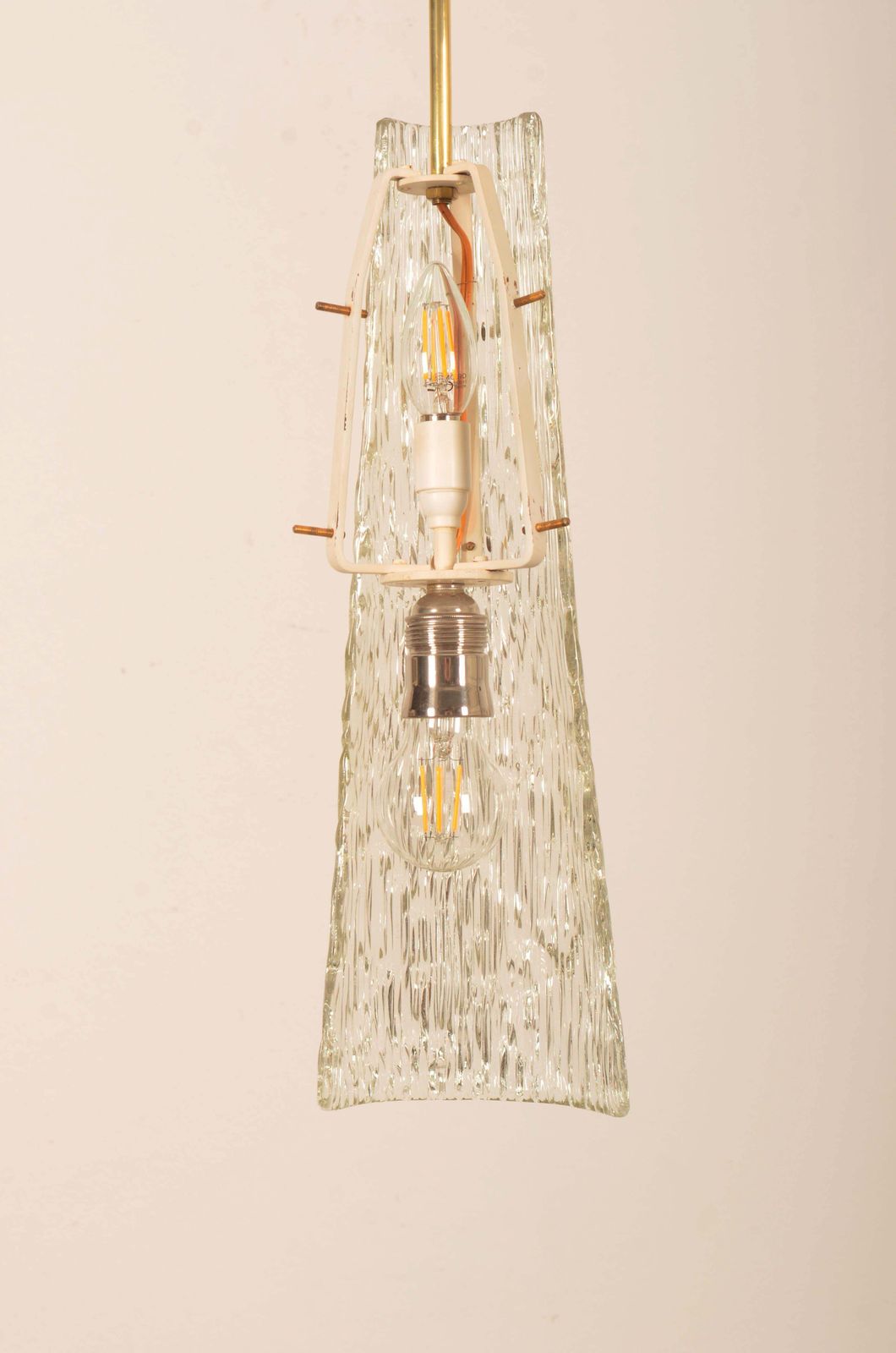 Midcentury J.T. Kalmar Crystal Structured Glass Pendant Lamp photo furniture