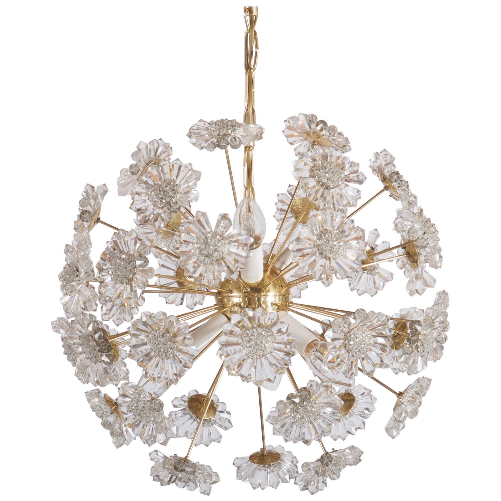 Stunning Sputnik Chandelier With Crystal Flowers