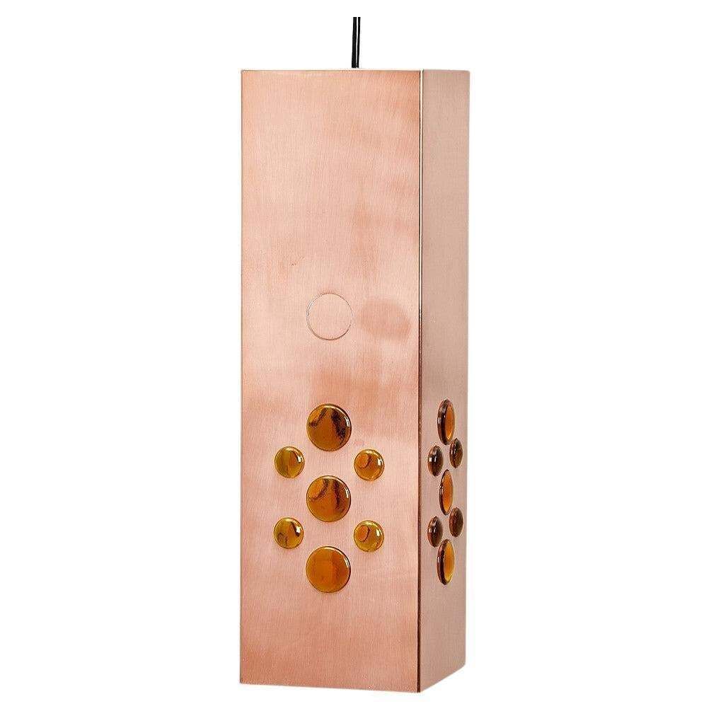 Copper Square Glass Hanging Lamp By Hans Agne Jakobsson Ed. Markaryd, 1960s