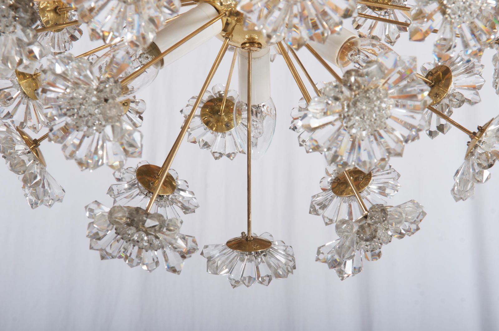 Stunning Sputnik Chandelier With Crystal Flowers photo vintage