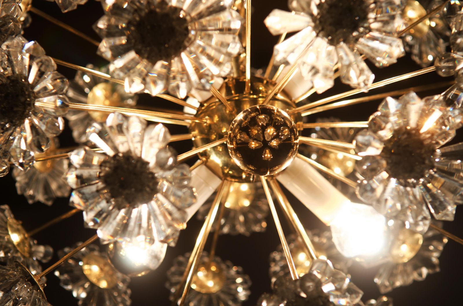 photo vintage Stunning Sputnik Chandelier With Crystal Flowers
