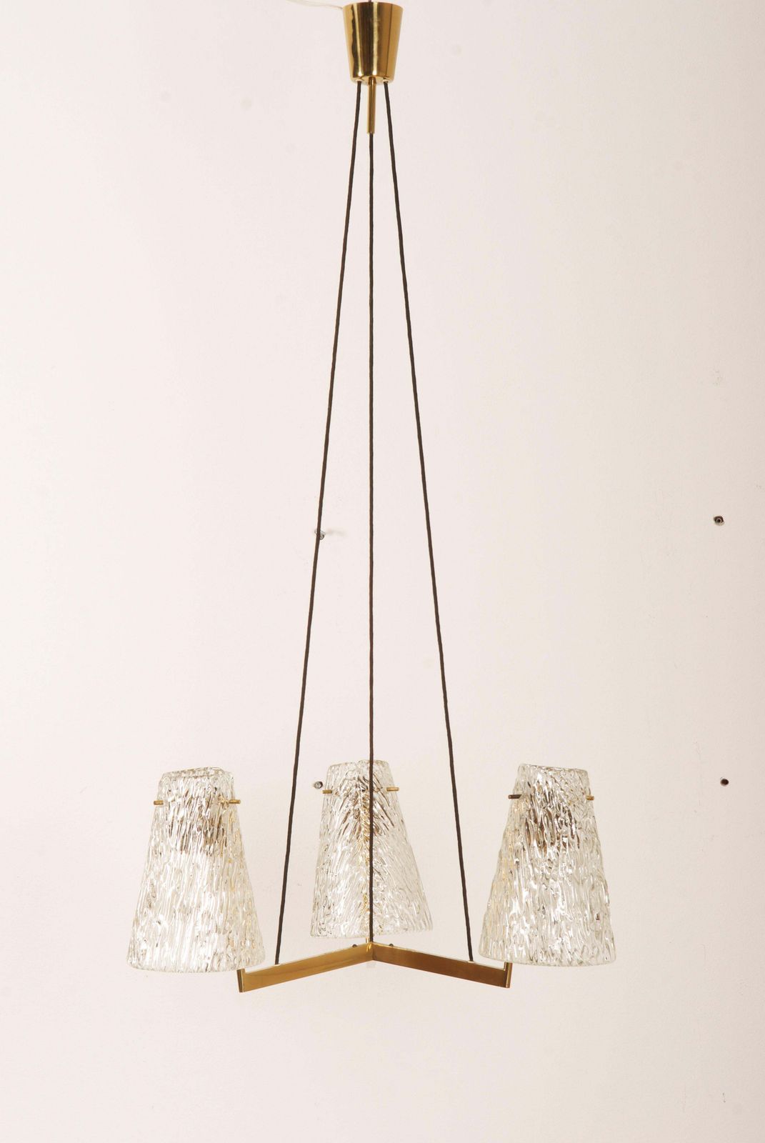 photo furniture Brass Chandelier With Textured Glass By J. T. Kalmar
