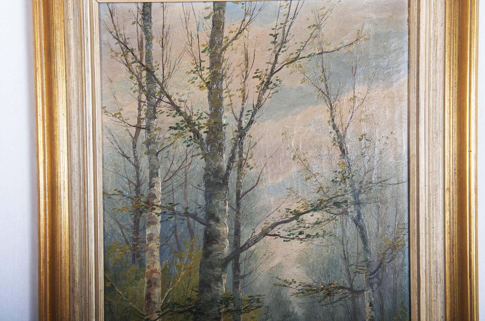 Oil Painting By B. Lambert / K. Kaufman Autumn Landscape With River photo furniture