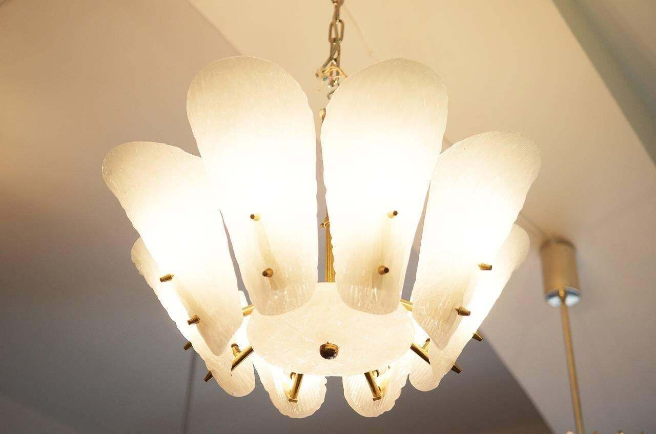 Original Kalmar Milk Ice Glass Chandelier From 1950s photo furniture