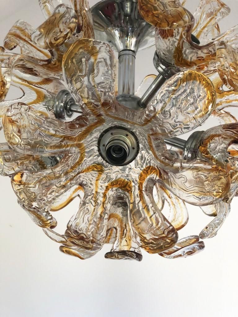 Italian Murano Amber Sputnik Chandelier By Mazzega photo for sale